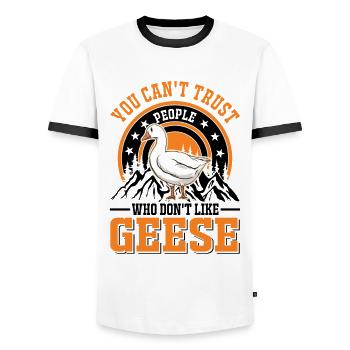 Gänse Geschenk Gänseliebhaber Gänsezüchter - Männer Kontrast-T-Shirt - Weiß/Schwarz - Vorne - AI Model Female 172 light (172cm) & AI Model Male 178 dark (178cm)