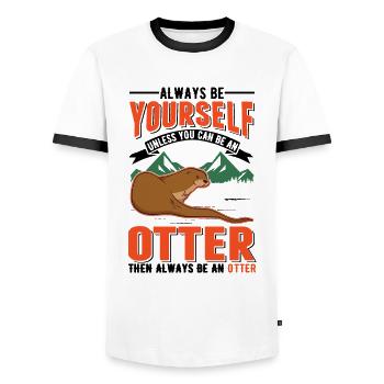Otter Otter Sea Otter - Men's Ringer Shirt - white/black - Front - AI Model Female 172 light (172cm) & AI Model Male 178 dark (178cm)