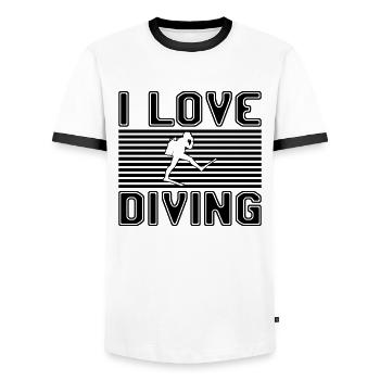 J’adore la plongée - T-shirt contrasté Homme - blanc/noir - Devant - AI Model Female 172 light (172cm) & AI Model Male 178 dark (178cm)