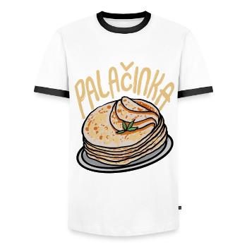Palačinka Pancake Salvic Crêpe - Men's Ringer Shirt - white/black - Front - AI Model Female 172 light (172cm) & AI Model Male 178 dark (178cm)
