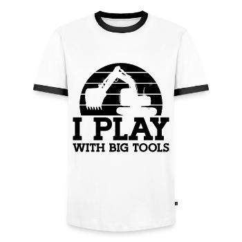Ouvriers de la construction Excavatrices Conducteurs de pelles Idée cadeau - T-shirt contrasté Homme - blanc/noir - Devant - AI Model Female 172 light (172cm) & AI Model Male 178 dark (178cm)
