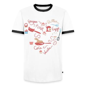 Heart Baking Design For Bakers Or Baking Fans - Men's Ringer Shirt - white/black - Front - AI Model Female 172 light (172cm) & AI Model Male 178 dark (178cm)