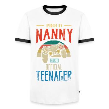 Proud Nanny of An Official Teenager For - Men's Ringer Shirt - white/black - Front - AI Model Female 172 light (172cm) & AI Model Male 178 dark (178cm)