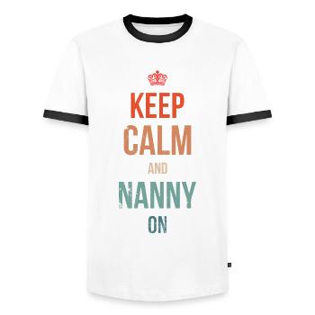 Keep Calm And Nanny On Für Großmutter Oma - Männer Kontrast-T-Shirt - Weiß/Schwarz - Vorne - AI Model Female 172 light (172cm) & AI Model Male 178 dark (178cm)