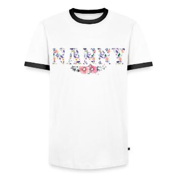 Gesegnet, Nanny Für Großmutter Oma Genannt Zu - Männer Kontrast-T-Shirt - Weiß/Schwarz - Vorne - AI Model Female 172 light (172cm) & AI Model Male 178 dark (178cm)