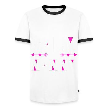 Keep Calm And Nanny On For Grandma Grandma - Men's Ringer Shirt - white/black - Front - AI Model Female 172 light (172cm) & AI Model Male 178 dark (178cm)