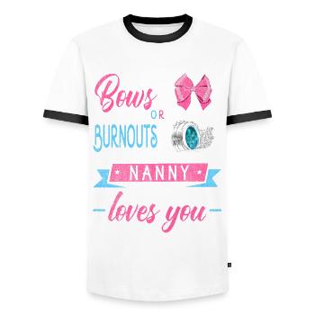 Grinding Or Burnouts Nanny Loves You For - Men's Ringer Shirt - white/black - Front - AI Model Female 172 light (172cm) & AI Model Male 178 dark (178cm)