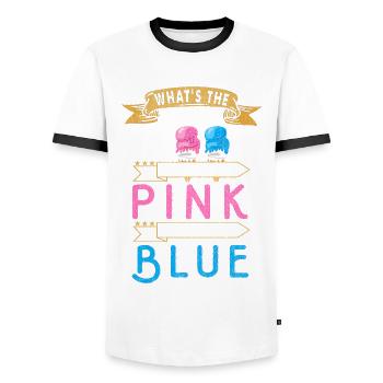 What is the hit, will it be pink or for - Men's Ringer Shirt - white/black - Front - AI Model Female 172 light (172cm) & AI Model Male 178 dark (178cm)