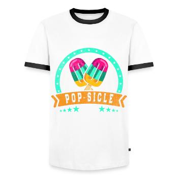 Things are on the verge of pop-sicle-off - Men's Ringer Shirt - white/black - Front - AI Model Female 172 light (172cm) & AI Model Male 178 dark (178cm)