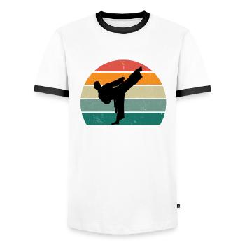 Kampfsportler Kampfsport Judo Aikido Karate Boxen - Männer Kontrast-T-Shirt - Weiß/Schwarz - Vorne - AI Model Female 172 light (172cm) & AI Model Male 178 dark (178cm)