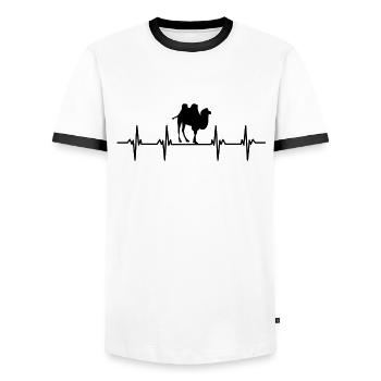Les chameaux piétinent les animaux désert Arabia Dromadaire Camel - T-shirt contrasté Homme - blanc/noir - Devant - AI Model Female 172 light (172cm) & AI Model Male 178 dark (178cm)