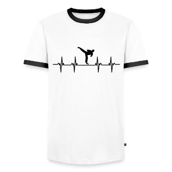 Kampfsportler Kampfsport Judo Aikido Karate Boxen - Männer Kontrast-T-Shirt - Weiß/Schwarz - Vorne - AI Model Female 172 light (172cm) & AI Model Male 178 dark (178cm)