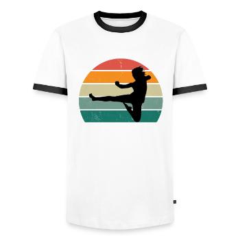 Kampfsportler Kampfsport Judo Aikido Karate Boxen - Männer Kontrast-T-Shirt - Weiß/Schwarz - Vorne - AI Model Female 172 light (172cm) & AI Model Male 178 dark (178cm)
