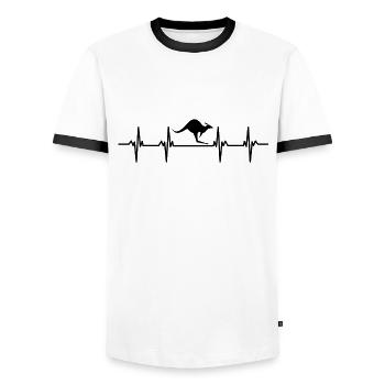 Kangaroos Kangaroo Bags Jumping Boxes Kangaroo - Men's Ringer Shirt - white/black - Front - AI Model Female 172 light (172cm) & AI Model Male 178 dark (178cm)