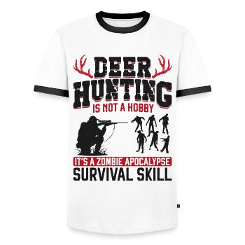 Buck Deer Hunting Hunter Zombie - Männer Kontrast-T-Shirt - Weiß/Schwarz - Vorne - AI Model Female 172 light (172cm) & AI Model Male 178 dark (178cm)