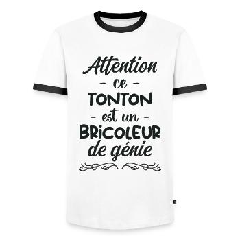 attention ce tonton est un bricoleur de génie - T-shirt contrasté Homme - blanc/noir - Devant - AI Model Female 172 light (172cm) & AI Model Male 178 dark (178cm)