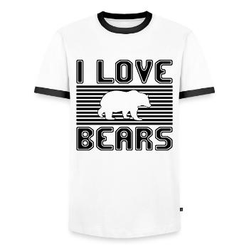 J’aime les ours - T-shirt contrasté Homme - blanc/noir - Devant - AI Model Female 172 light (172cm) & AI Model Male 178 dark (178cm)
