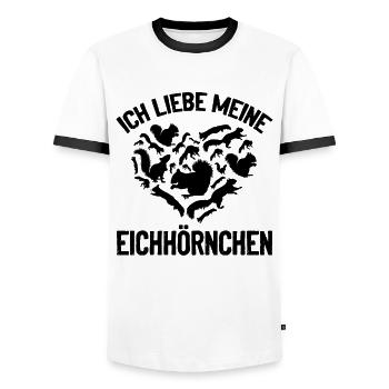 Eichhörnchen Liebhaber - Ich liebe meine - Männer Kontrast-T-Shirt - Weiß/Schwarz - Vorne - AI Model Female 172 light (172cm) & AI Model Male 178 dark (178cm)
