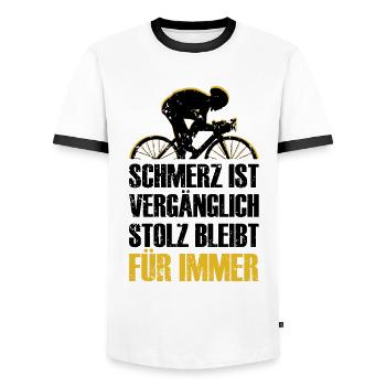Fahrradsport Rennrad Fahrrad Gravel Zeitfahrrad - Männer Kontrast-T-Shirt - Weiß/Schwarz - Vorne - AI Model Female 172 light (172cm) & AI Model Male 178 dark (178cm)