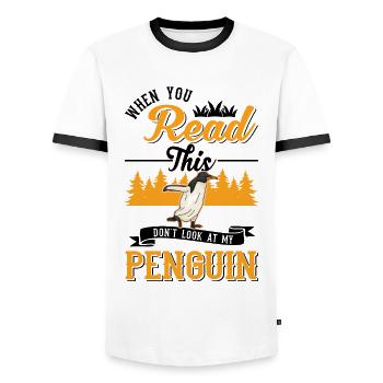 Pingouin Cadeau Pingouin - T-shirt contrasté Homme - blanc/noir - Devant - AI Model Female 172 light (172cm) & AI Model Male 178 dark (178cm)