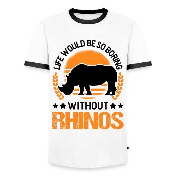 Life would be so boring without Rhinos Nashorn - Männer Kontrast-T-Shirt - Weiß/Schwarz - Vorne - AI Model Female 172 light (172cm) & AI Model Male 178 dark (178cm)