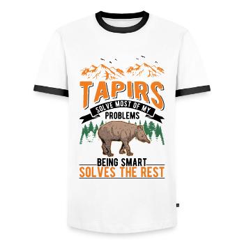 Tapir Flachlandtapir Tapirdae Tapir - Männer Kontrast-T-Shirt - Weiß/Schwarz - Vorne - AI Model Female 172 light (172cm) & AI Model Male 178 dark (178cm)