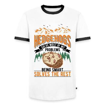 Hedgehog Gift Goose Gel - Men's Ringer Shirt - white/black - Front - AI Model Female 172 light (172cm) & AI Model Male 178 dark (178cm)