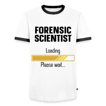 Zukünftiger Forensiker Ermittler Kriminologie - Männer Kontrast-T-Shirt - Weiß/Schwarz - Vorne - AI Model Female 172 light (172cm) & AI Model Male 178 dark (178cm)