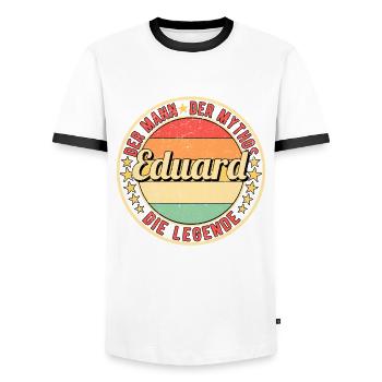 Eduard Der Mann Der Mythos Die Legende - Männer Kontrast-T-Shirt - Weiß/Schwarz - Vorne - AI Model Female 172 light (172cm) & AI Model Male 178 dark (178cm)