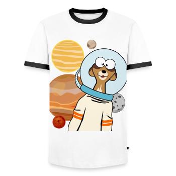 Meerkat astronaut in space - Men's Ringer Shirt - white/black - Front - AI Model Female 172 light (172cm) & AI Model Male 178 dark (178cm)