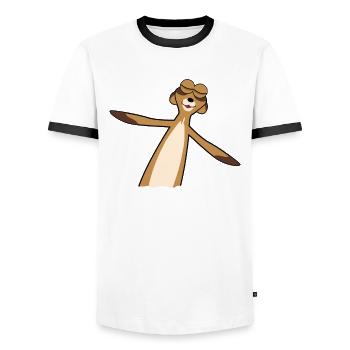 Erdmännchen Schlafshirt - Männer Kontrast-T-Shirt - Weiß/Schwarz - Vorne - AI Model Female 172 light (172cm) & AI Model Male 178 dark (178cm)