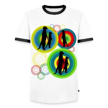 Meerkat Pictures Retro Meerkats - Men's Ringer Shirt - white/black - Front - AI Model Female 172 light (172cm) & AI Model Male 178 dark (178cm)