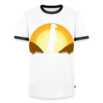 Meerkat Sunset Meerkats - Men's Ringer Shirt - white/black - Front - AI Model Female 172 light (172cm) & AI Model Male 178 dark (178cm)