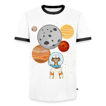 Meerkat Astronaut Space Planets - Men's Ringer Shirt - white/black - Front - AI Model Female 172 light (172cm) & AI Model Male 178 dark (178cm)