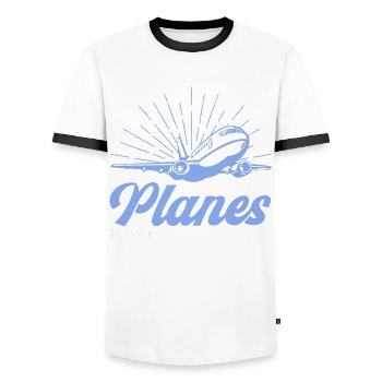 Cadeau d’atterrissage d’avion de pilote d’avion d’avion - T-shirt contrasté Homme - blanc/noir - Devant - AI Model Female 172 light (172cm) & AI Model Male 178 dark (178cm)