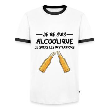 je ne suis pas alcoolique je subis les invitations - T-shirt contrasté Homme - blanc/noir - Devant - AI Model Female 172 light (172cm) & AI Model Male 178 dark (178cm)