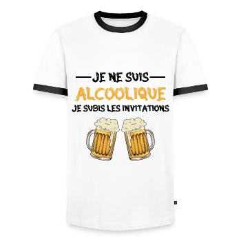 je ne suis pas alcoolique je subis les invitations - T-shirt contrasté Homme - blanc/noir - Devant - AI Model Female 172 light (172cm) & AI Model Male 178 dark (178cm)