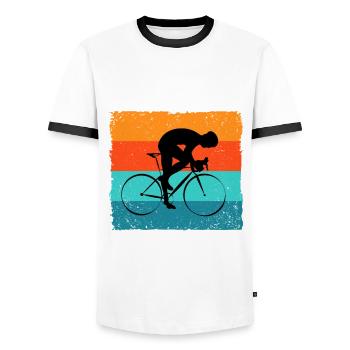 Cyclisme Vélo de route Vélo Gravel Contre-la-montre Vélo - T-shirt contrasté Homme - blanc/noir - Devant - AI Model Female 172 light (172cm) & AI Model Male 178 dark (178cm)