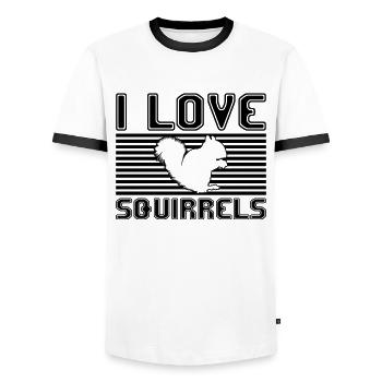 I love squirrels - Männer Kontrast-T-Shirt - Weiß/Schwarz - Vorne - AI Model Female 172 light (172cm) & AI Model Male 178 dark (178cm)