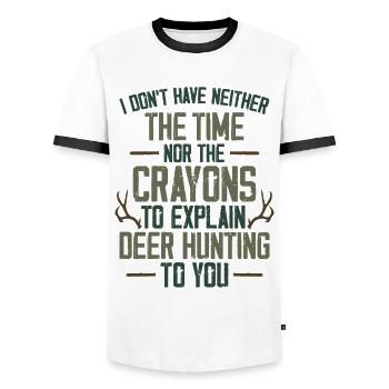 Chasseur de cerfs buck je ne le fais pas - T-shirt contrasté Homme - blanc/noir - Devant - AI Model Female 172 light (172cm) & AI Model Male 178 dark (178cm)