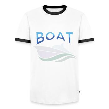 my boat my rules Spruch T-Shirt Motorbootfahrer - Männer Kontrast-T-Shirt - Weiß/Schwarz - Vorne - AI Model Female 172 light (172cm) & AI Model Male 178 dark (178cm)