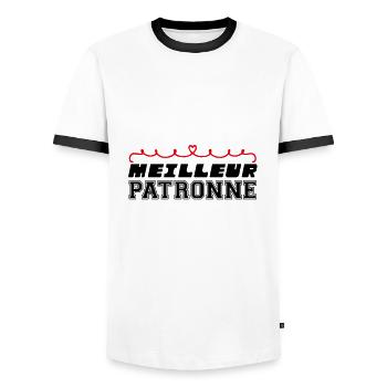 MEILLEUR PATRONNE DU MONDE - T-shirt contrasté Homme - blanc/noir - Devant - AI Model Female 172 light (172cm) & AI Model Male 178 dark (178cm)