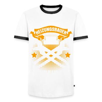 Heizungsbau Rohre verlegen Heizungsbauer - Männer Kontrast-T-Shirt - Weiß/Schwarz - Vorne - AI Model Female 172 light (172cm) & AI Model Male 178 dark (178cm)