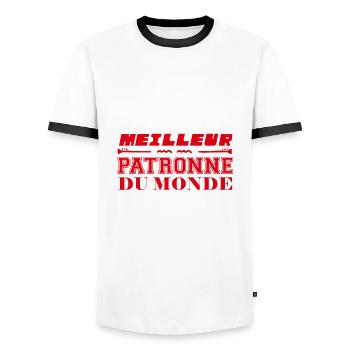 MEILLEUR PATRONNE DU MONDE - T-shirt contrasté Homme - blanc/noir - Devant - AI Model Female 172 light (172cm) & AI Model Male 178 dark (178cm)