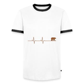 Bear heartbeat - Men's Ringer Shirt - white/black - Front - AI Model Female 172 light (172cm) & AI Model Male 178 dark (178cm)