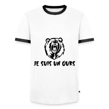 Je suis un ours - T-shirt contrasté Homme - blanc/noir - Devant - AI Model Female 172 light (172cm) & AI Model Male 178 dark (178cm)