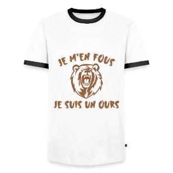 Je suis un ours - T-shirt contrasté Homme - blanc/noir - Devant - AI Model Female 172 light (172cm) & AI Model Male 178 dark (178cm)