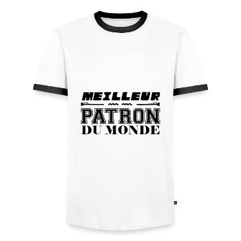MEILLEUR PATRON DU MONDE - T-shirt contrasté Homme - blanc/noir - Devant - AI Model Female 172 light (172cm) & AI Model Male 178 dark (178cm)