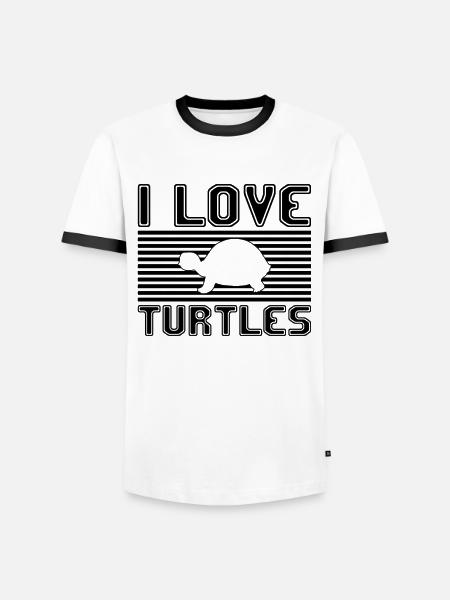 I love turtles - Men's Ringer Shirt - white/black