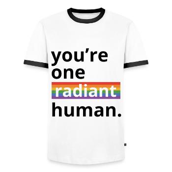 You're One Radiant Human Bisexual Transgender Rain - Männer Kontrast-T-Shirt - Weiß/Schwarz - Vorne - AI Model Female 172 light (172cm) & AI Model Male 178 dark (178cm)